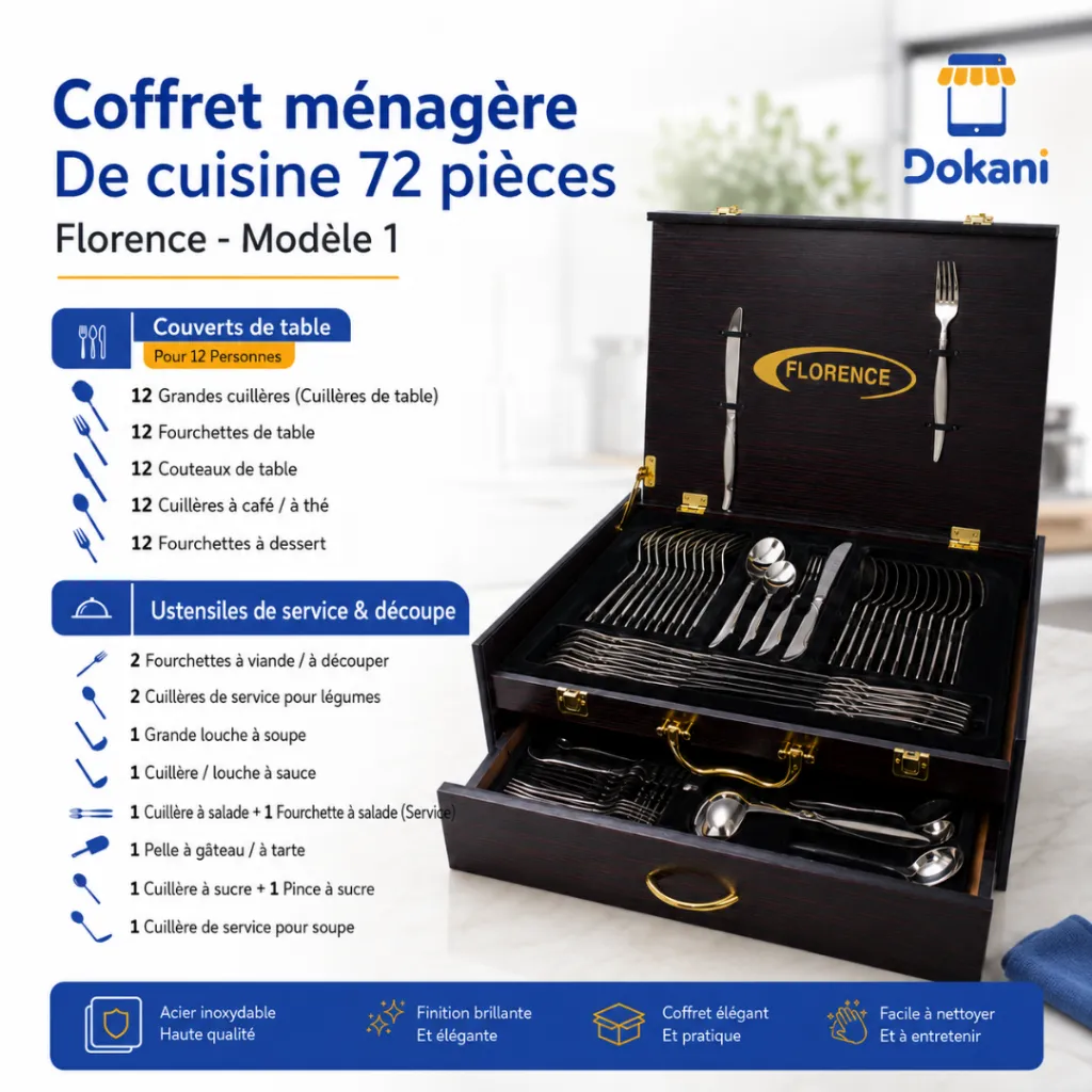 Coffret Ménagère De Cuisine 72 Pièces- Florence- Model 1.webp