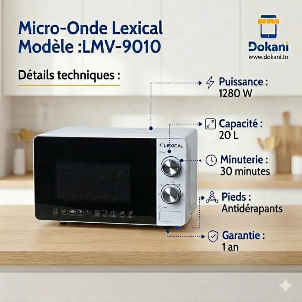 Micro-Onde Lexical 1280W 20L-Blanc.webp