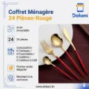 Coffret Ménagère 24 Pièces En Acier Inoxydable- Rouge.webp