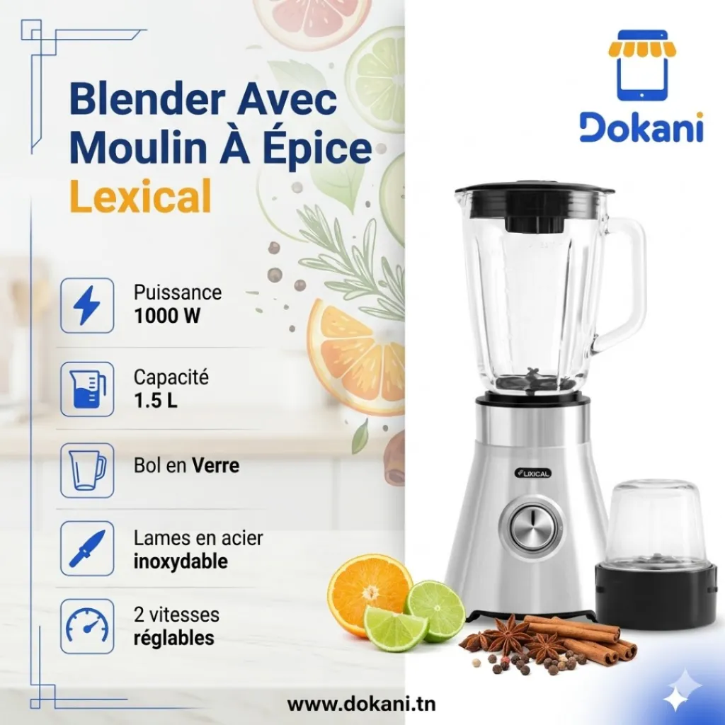 Blender 1.5L Avec Moulin A Epice-Lexical- 1000W (2).webp