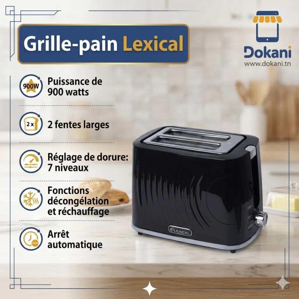 Grille Pain Lexical- 900W- Noir.webp