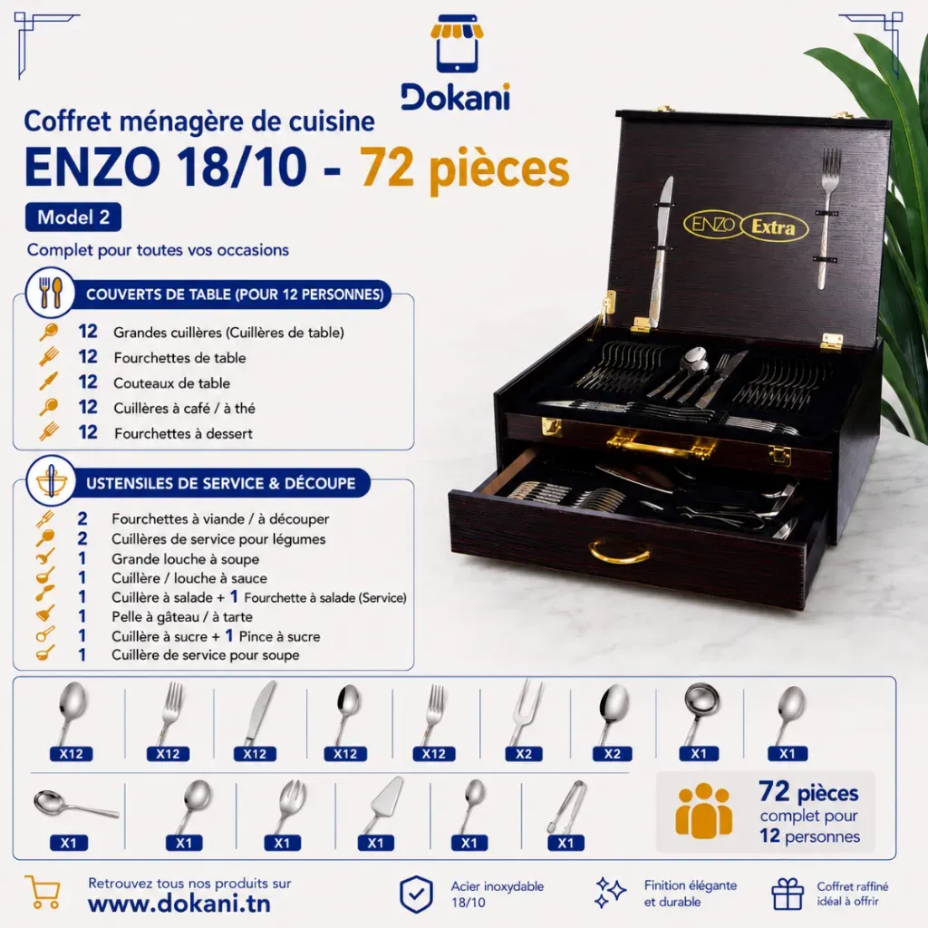 Coffret Ménagère De Cuisine- 72 Pièces ENZO 1810- Model 2.webp