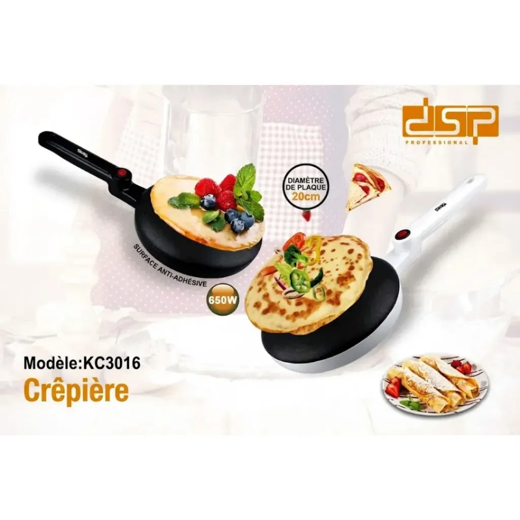 Crêpière Electrique DSP 20 cm- 650W- Blanc.webp