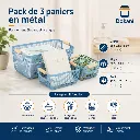 Pack de 3 Paniers de Rangement en Métal - Bleu.webp