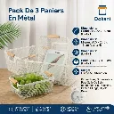 Pack de 3 Paniers de Rangement en Métal - Beige.webp