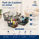 Pack de 3 Paniers de Rangement en Métal - Noir.webp