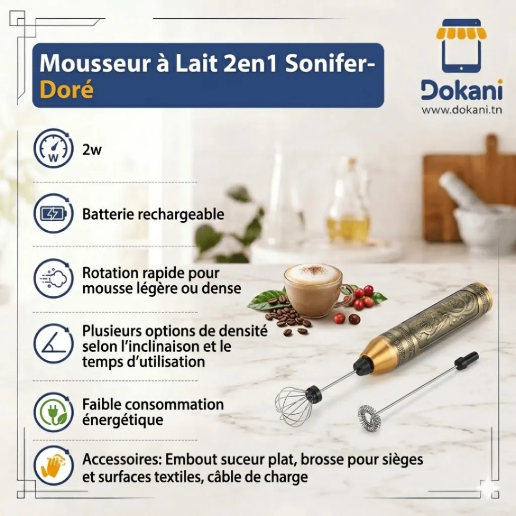 Mousseur à Lait 2en1 Sonifer- Doré (2).webp