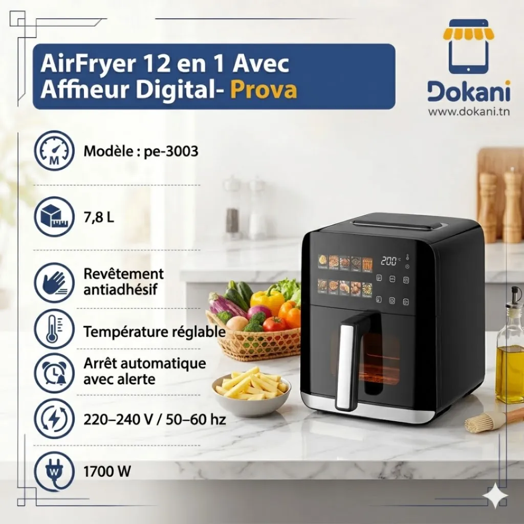 AirFryer Avec Afficheur Digital-Prova 7,8L 1700W.webp