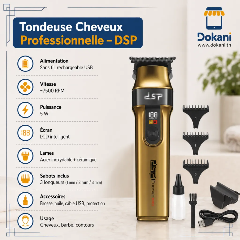 Tondeuse Cheveux Professionnelle DSP - 7500RPM - 5W (4).webp