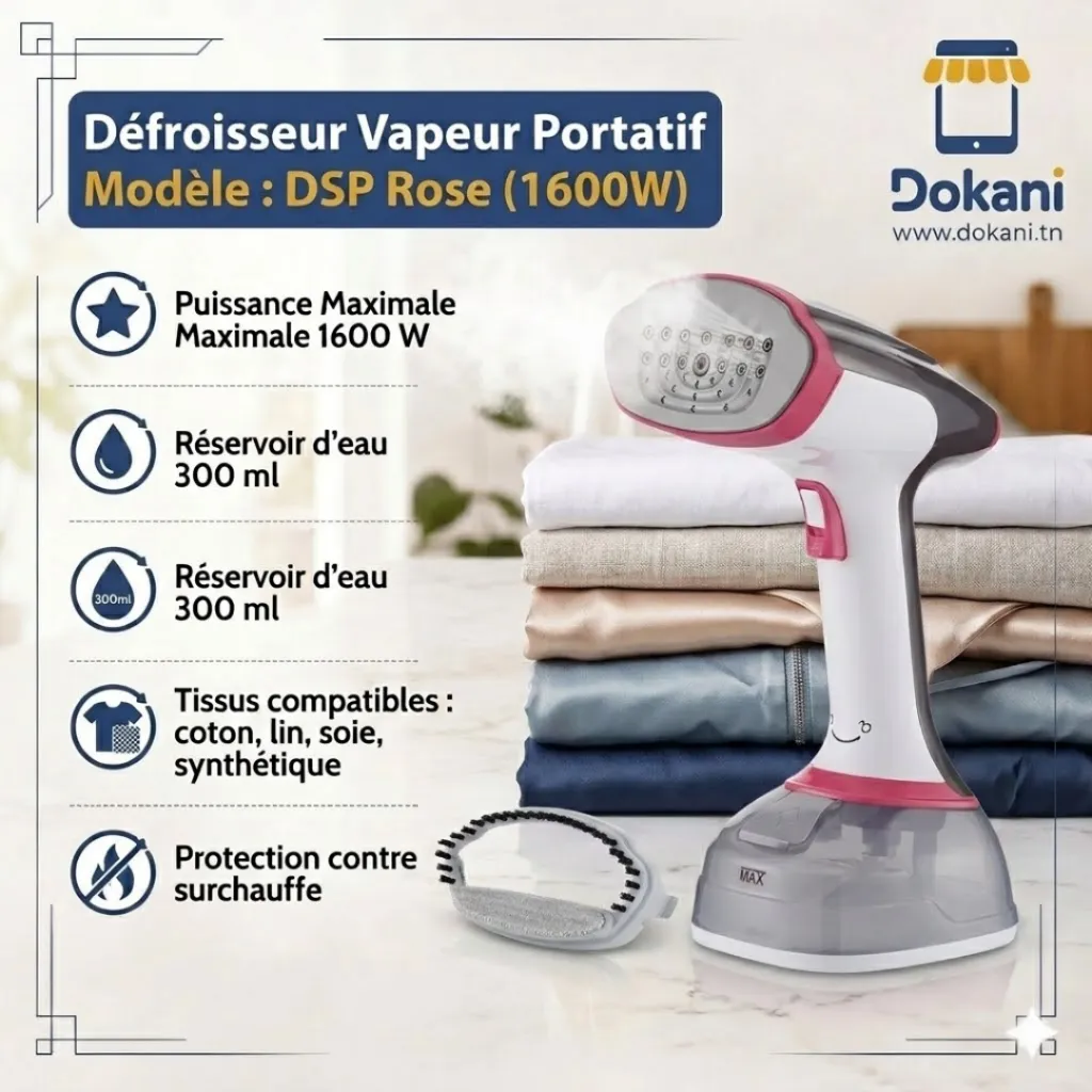 Défroisseur Vapeur DSP 1600W 300ml- Rose (6).webp