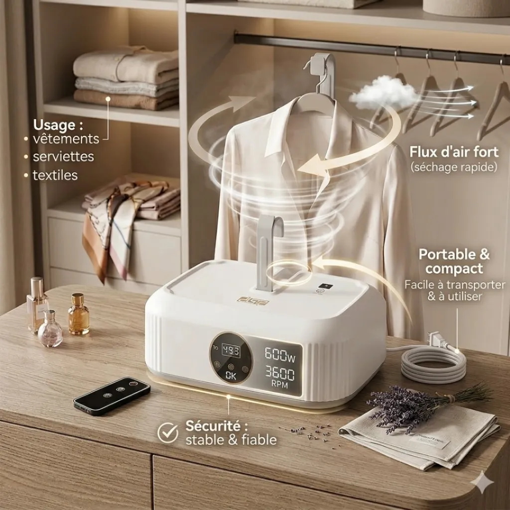 Séchoir à Linge Portable DSP 600W- 3600 RPM (5).webp