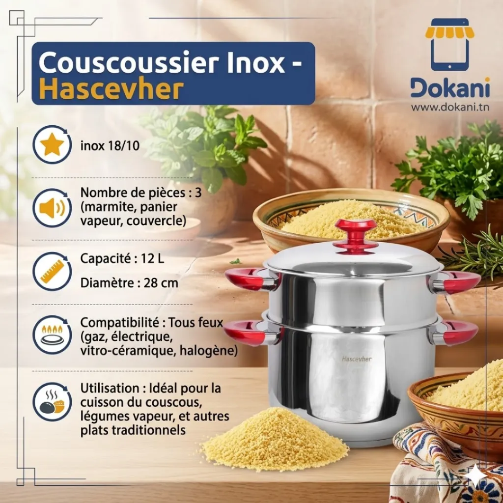 Couscoussier Inox Hascevher- 12 L 28 cm.webp