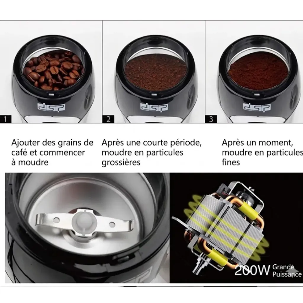Moulin A Café Electrique DSP – 200W- Noir (4).webp