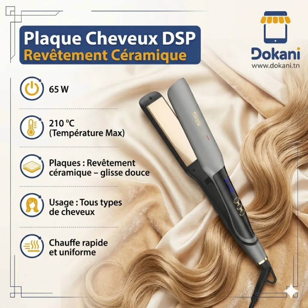 Plaque Cheveux DSP 210°C 65W- Gris (2).webp