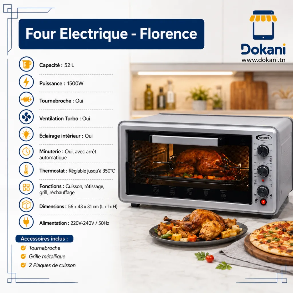Four Electrique Florence 52L 1500W – Gris (2).webp