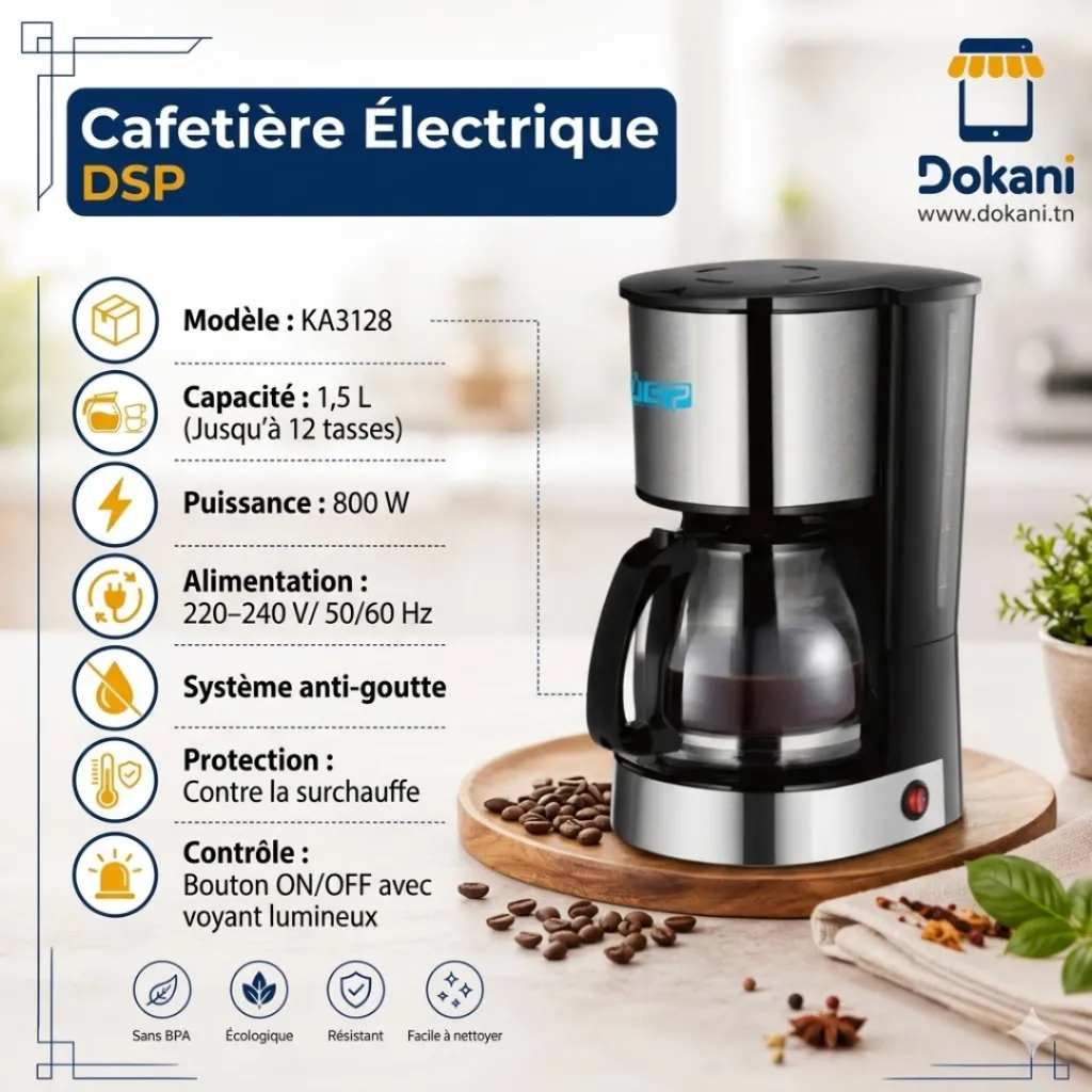 Cafetière Electrique DSP 1,5L 800W – 12 Tasses (6).webp