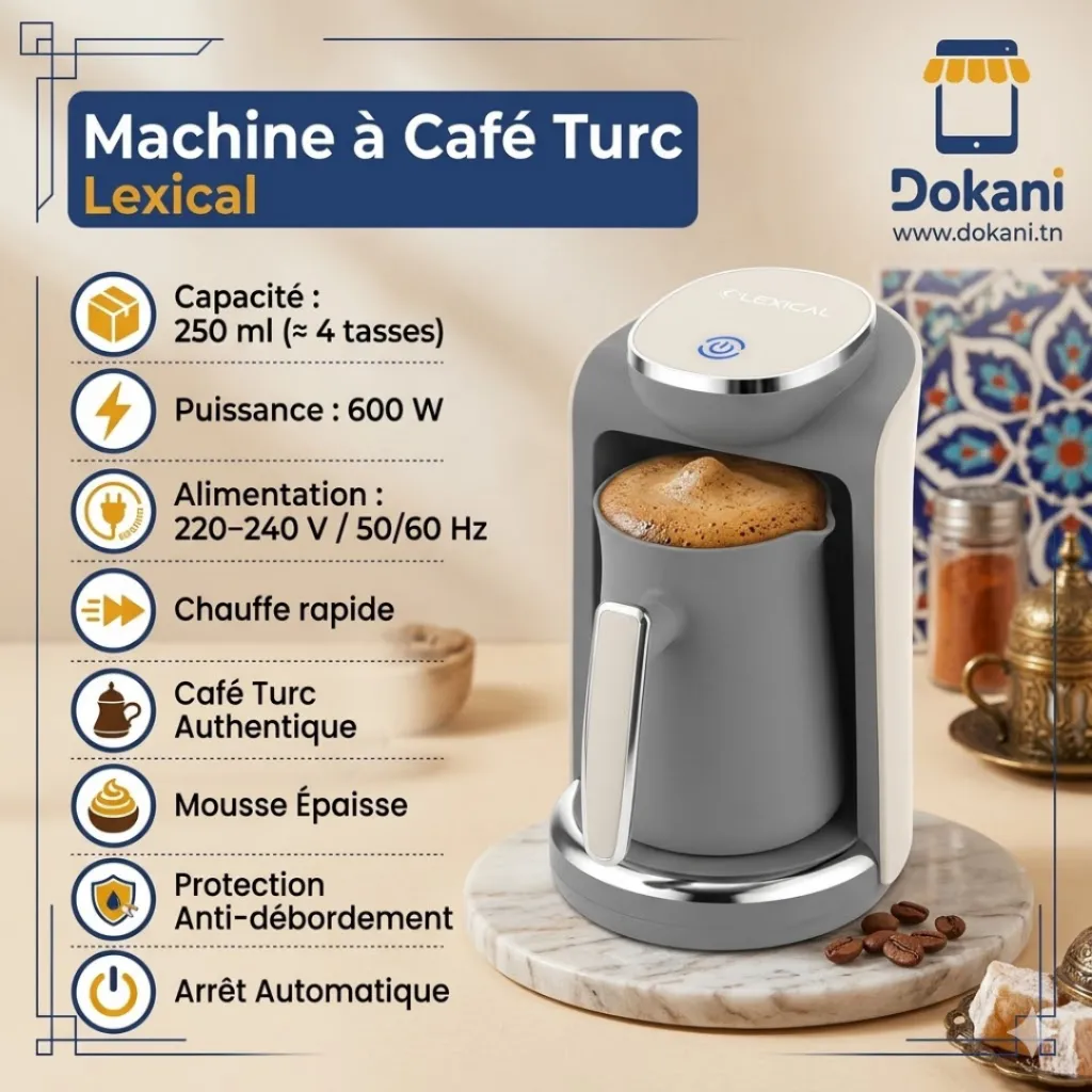 Machine à Café Turc Lexical 600W 250ml- Blanc cassé.webp