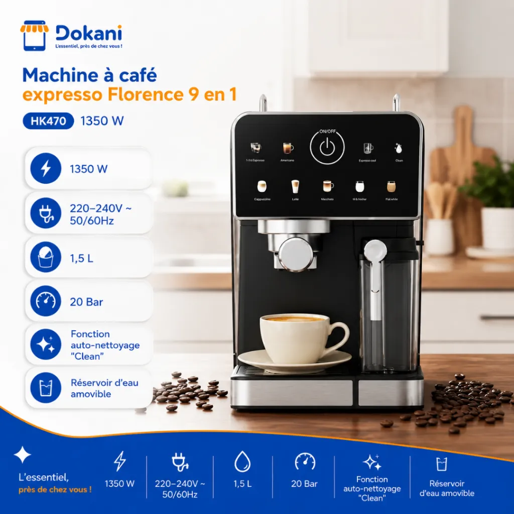 Machine A Café Expresso Florence 9 En 1 - HK470- 1350 W.webp