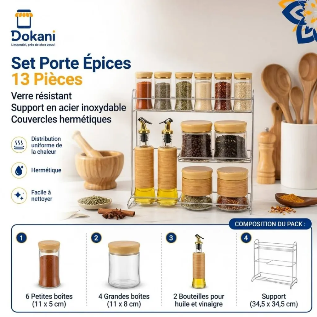Set Porte Épices 13 Pièces En Verre Avec Support Effet Bois-min.webp