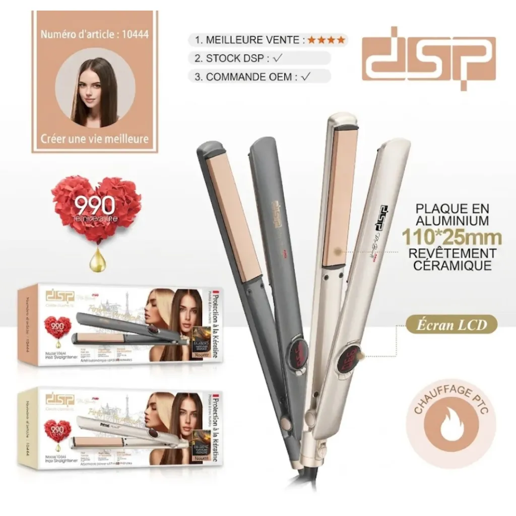 Plaque Cheveux Avec Afficheur DSP 990°F 45W Gris.webp