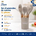 Set D'ustensiles De Cuisine 12 Pièces En Silicone Beige.webp