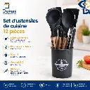 Set D'ustensiles De Cuisine 12 Pièces En Silicone Gris charbon.webp