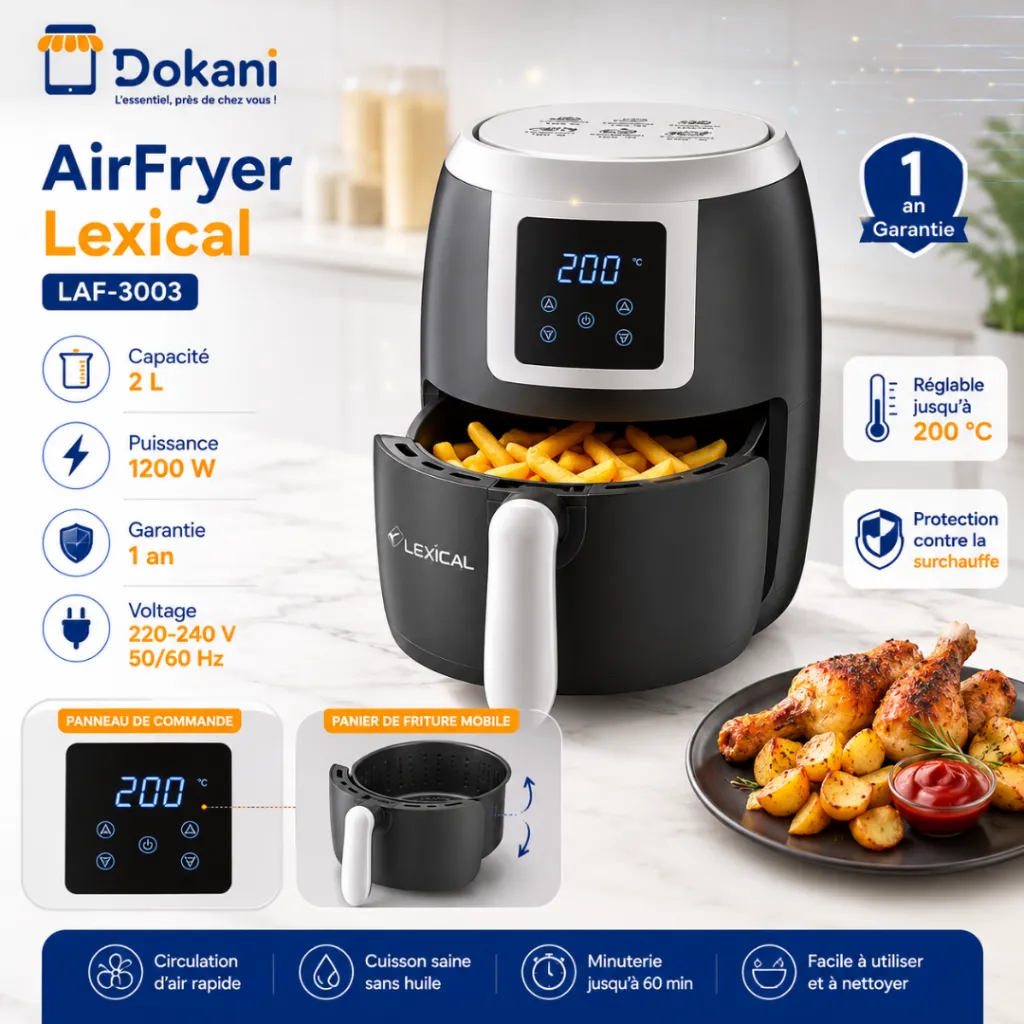 AirFryer Lexical 2 L Avec Afficheur LAF-3003 -1200W (3).webp