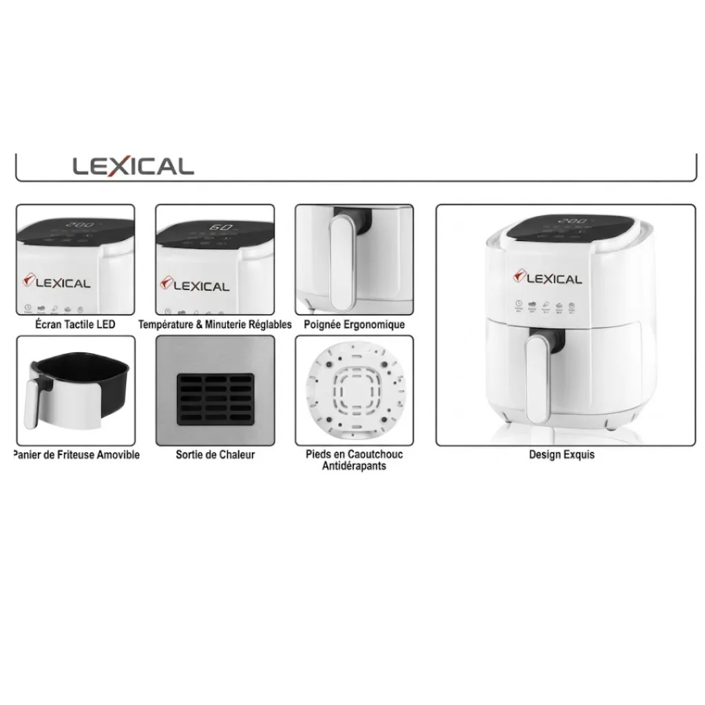 AirFryer Sans Huile 1200W 4L Lexical LAF-3011-1  - Blanc (2).webp