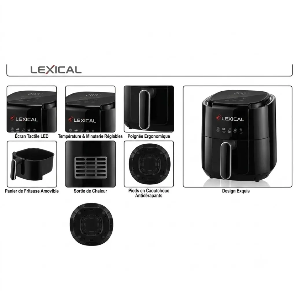 AirFryer Sans Huile 1200W 4L Lexical LAF-3011-1  - Noir (2).webp