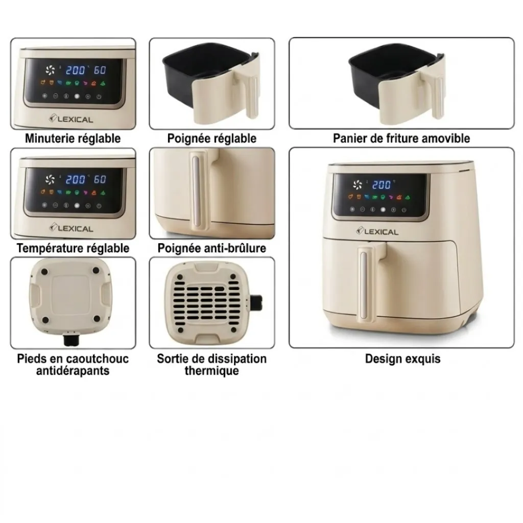 Friteuse Sans Huile Lexical 7 L-1600W - Beige (2).webp