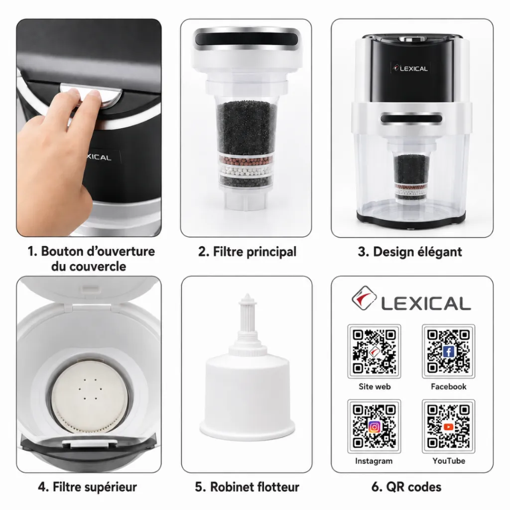Purificateur d’Eau Lexical LWP-6105-16 L- Noir (3).webp