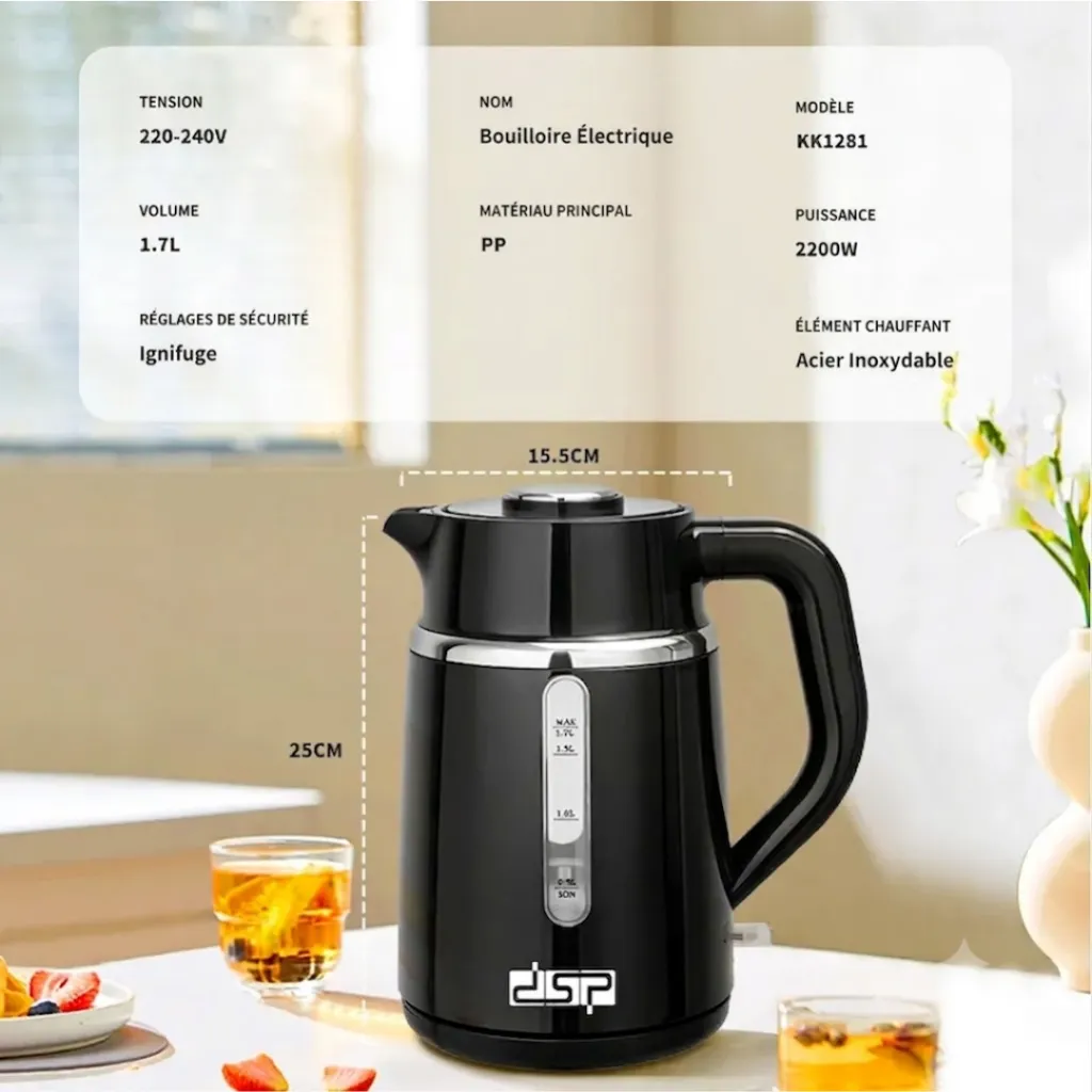 Bouilloire Électrique Avec Indicateur LED DSP 1,7L 2200W (3).webp