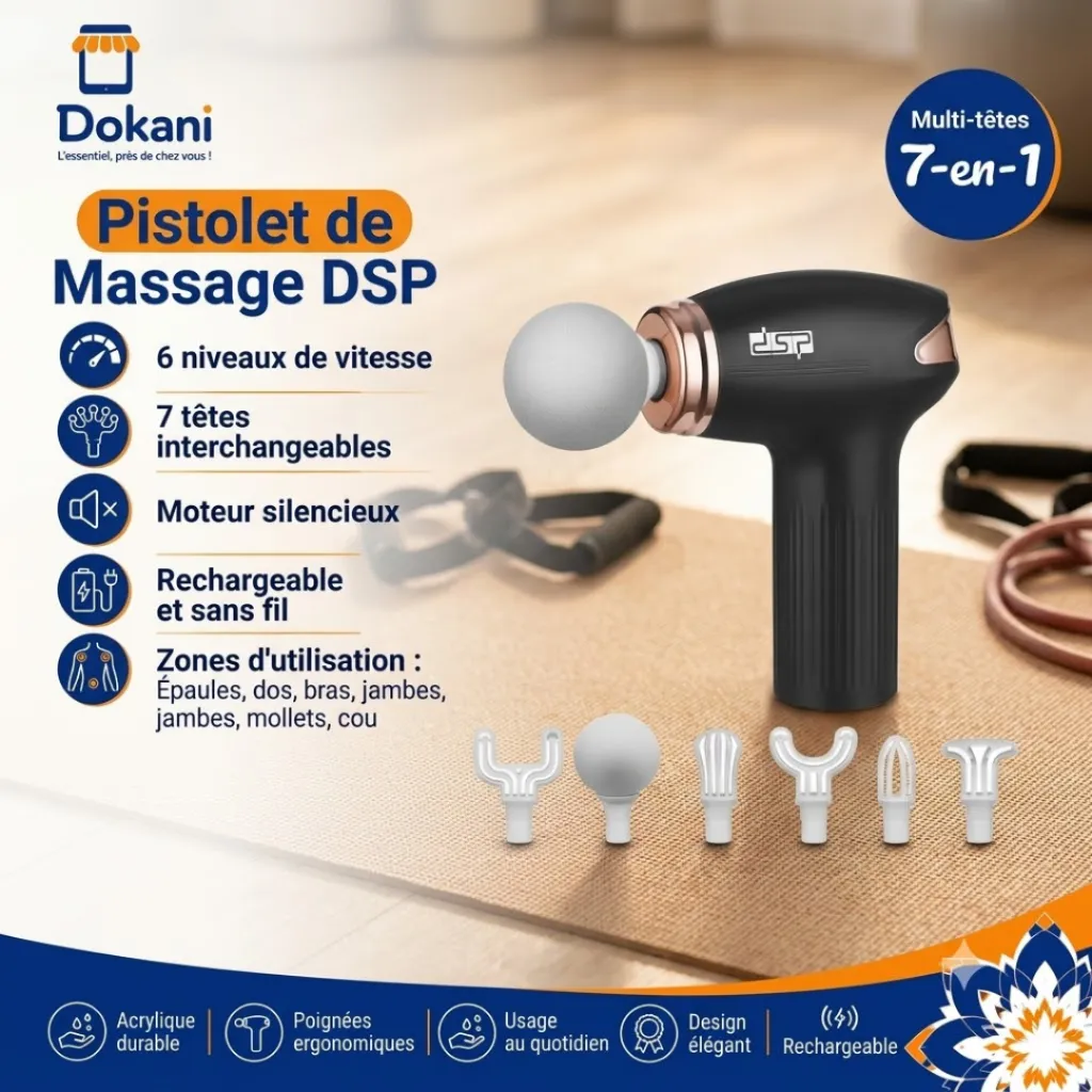 Pistolet de Massage DSP Professionnel 7-EN-1 — 6 Vitesses Noir (2).webp
