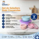Set de 4 Saladiers Ronds En Plastique Avec Couvercles — Multicolore.webp
