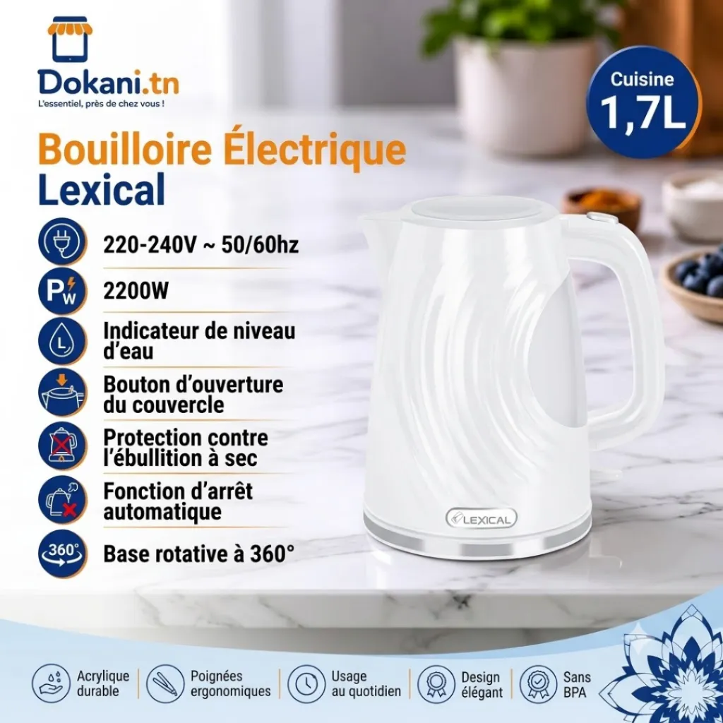 Bouilloire Électrique Lexical 1,7L — Blanc (2).webp