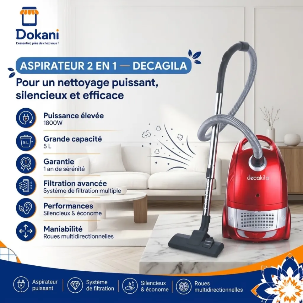 Decakila Aspirateur 2 en 1 - 1800W- 5L.webp
