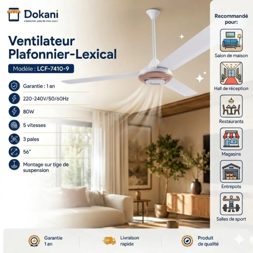 Pack 3 Ventilateurs de Plafond Lexical 56 80W Rose gold 7410-9 (2).webp