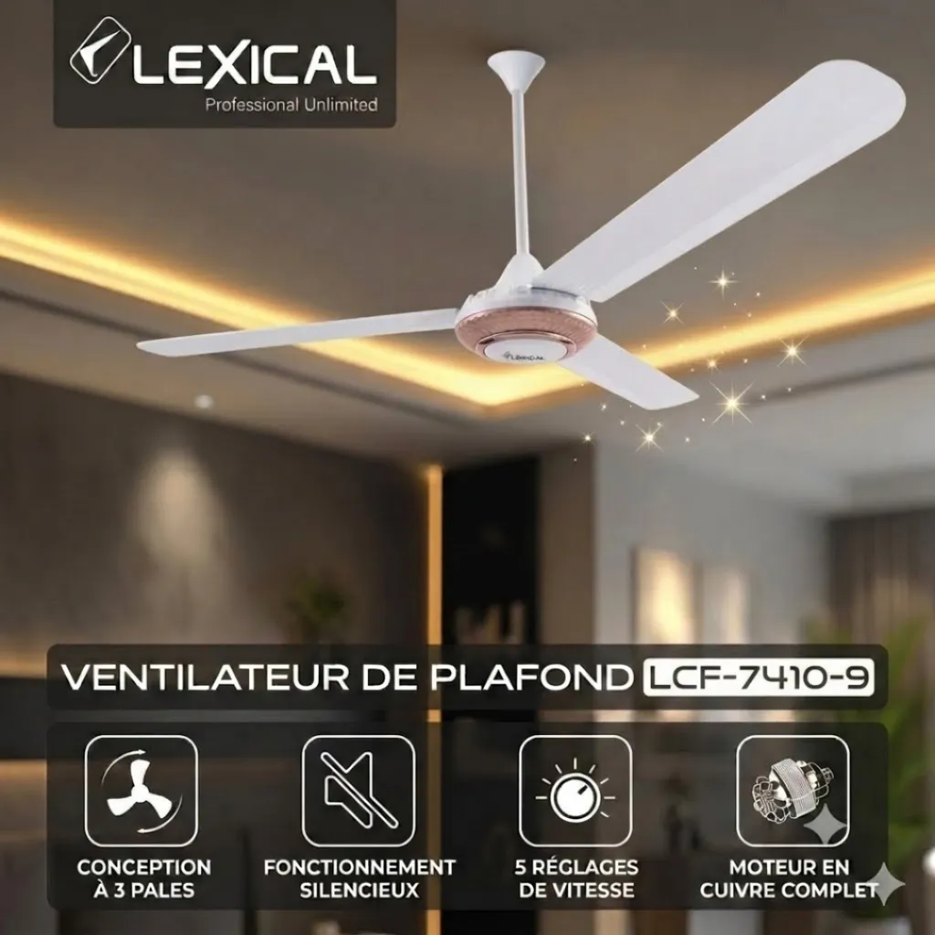 Pack 3 Ventilateurs de Plafond Lexical 56 80W Rose gold 7410-9.webp