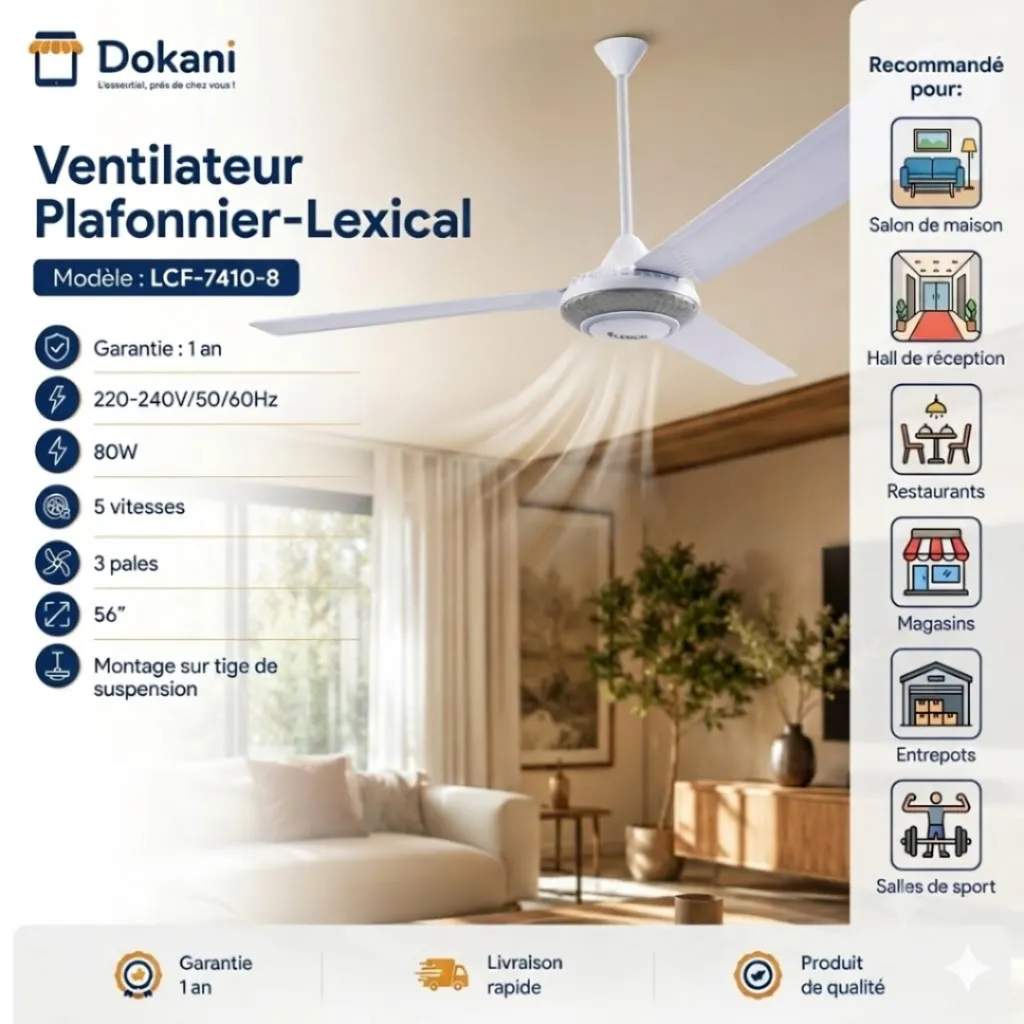 Pack 3 Ventilateurs de Plafond Lexical 56 80W Rose gold 7410-8 (3).webp