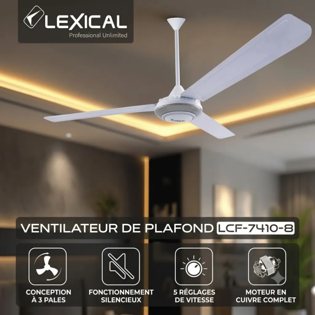 Pack 3 Ventilateurs de Plafond Lexical 56 80W argent 7410-8.webp