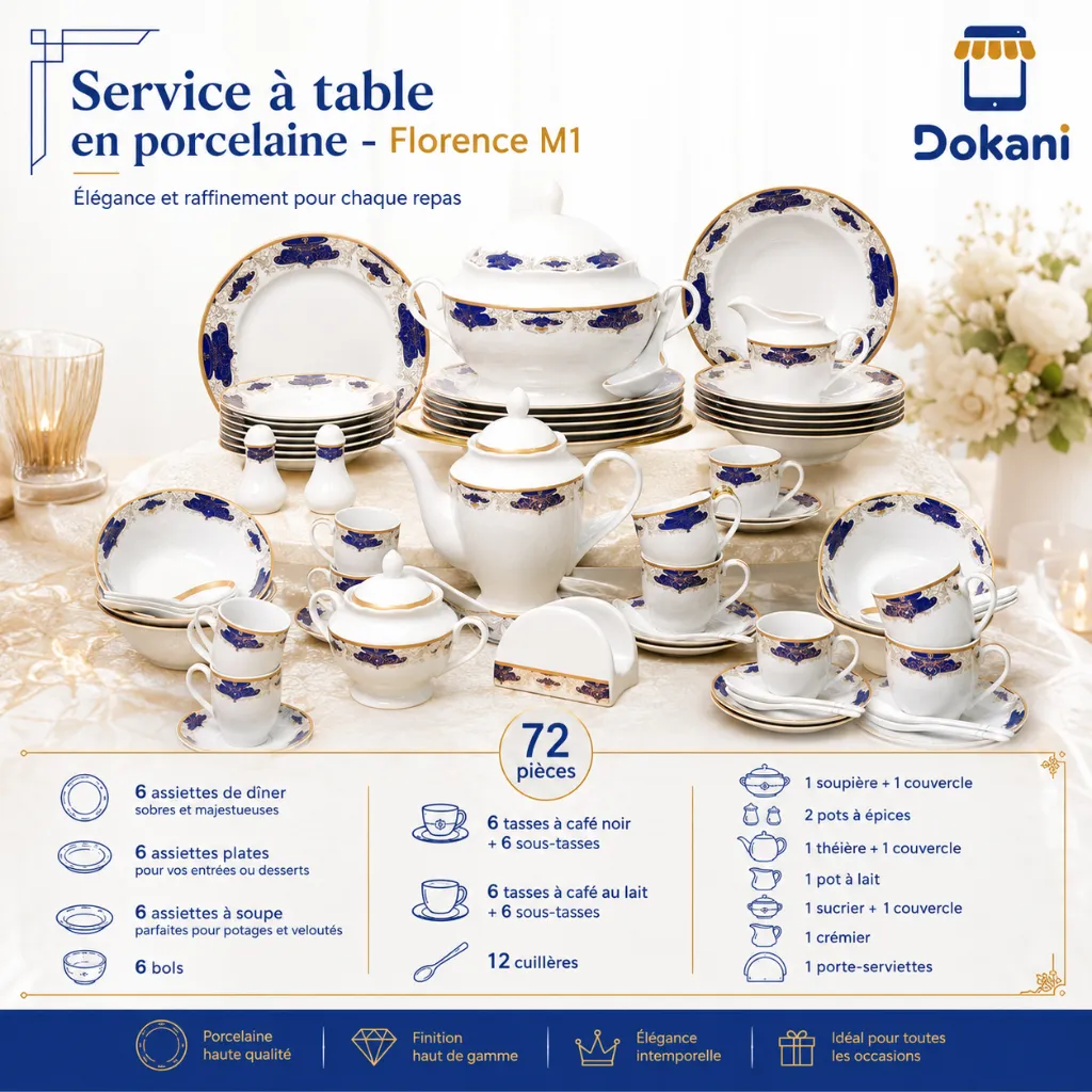 Service De Table 72 Pièces en Porcelaine Florence M1 — Rond.webp