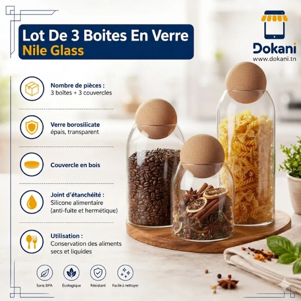 Lot De 3 Boites En Verre Avec Couvercle en Bois.webp