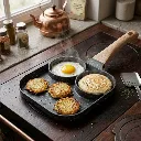 Poêle Granit Œufs Et Pancakes 2 Compartiments — Noir (3).webp