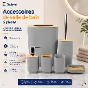 Accessoires de salle de bain 6 pièces Carré Gris.webp