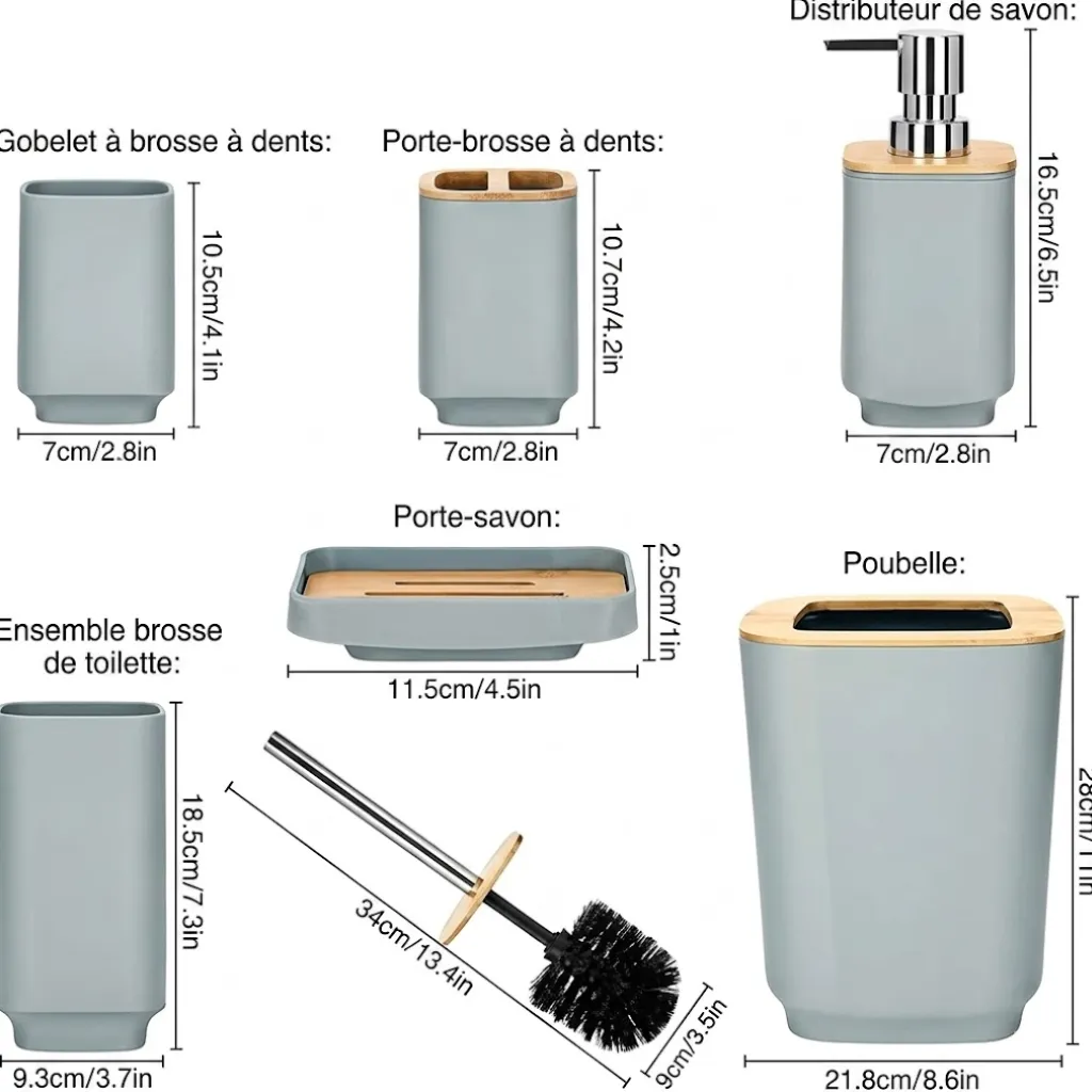 Accessoires de salle de bain 6 pièces Carré Gris (5).webp