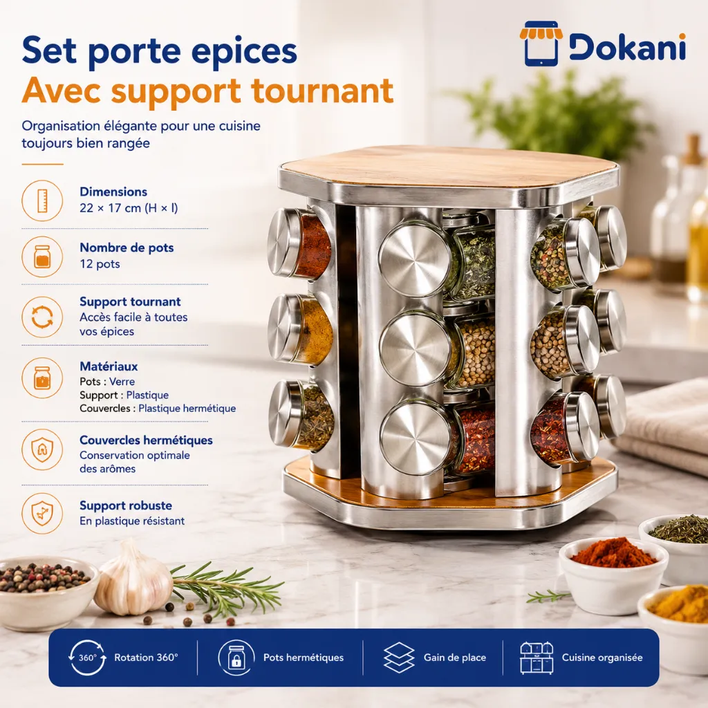 Set Porte Epices 12 Pièces Avec Support Tournant.webp