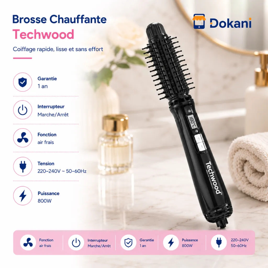 Brosse chauffante Techwood 800w noir – TBC-896 (5).webp