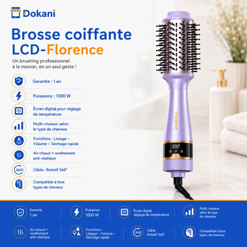 Brosse Coiffante Avec Afficheur LCD 1000W- Violet (3).webp
