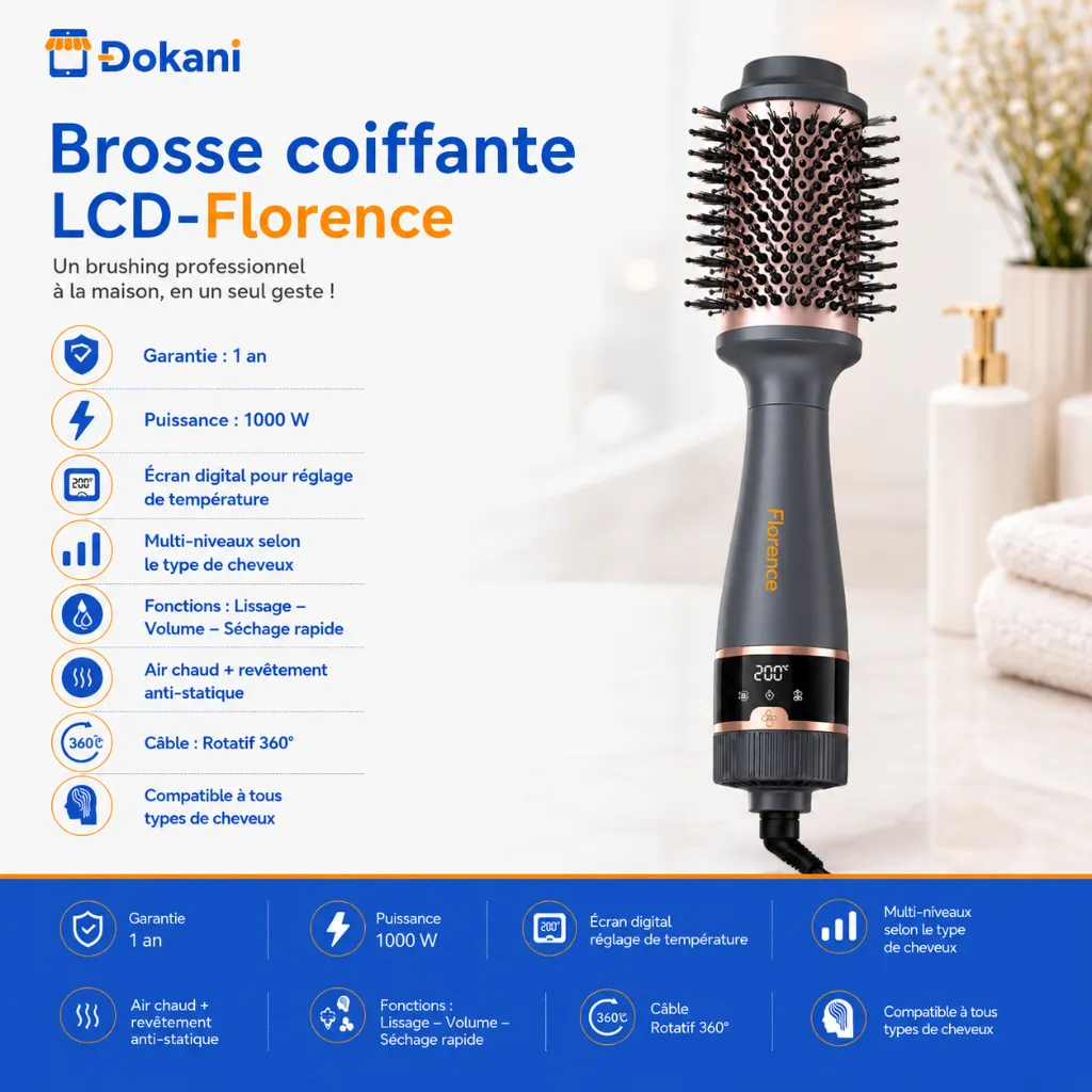 Brosse Coiffante Avec Afficheur Température 1000W- Gris Charbon (2).webp