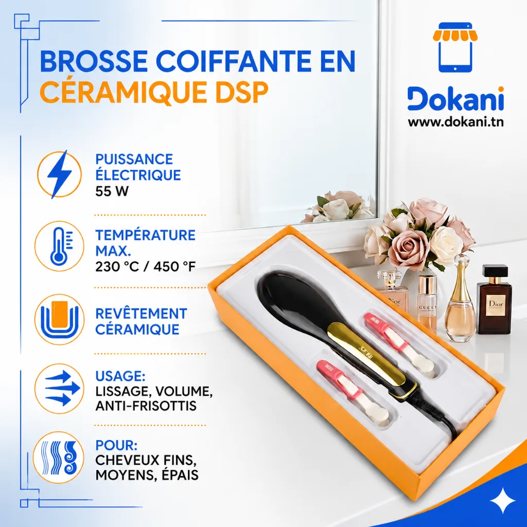 Brosse Coiffante En Céramique DSP  Avec Afficheur 230°C 450°F 55W (2).webp
